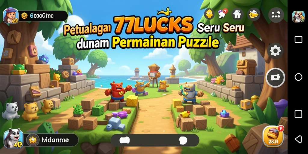 Tampilan gameplay seru dalam 77LUCKS, penuh tantangan Puzzle.