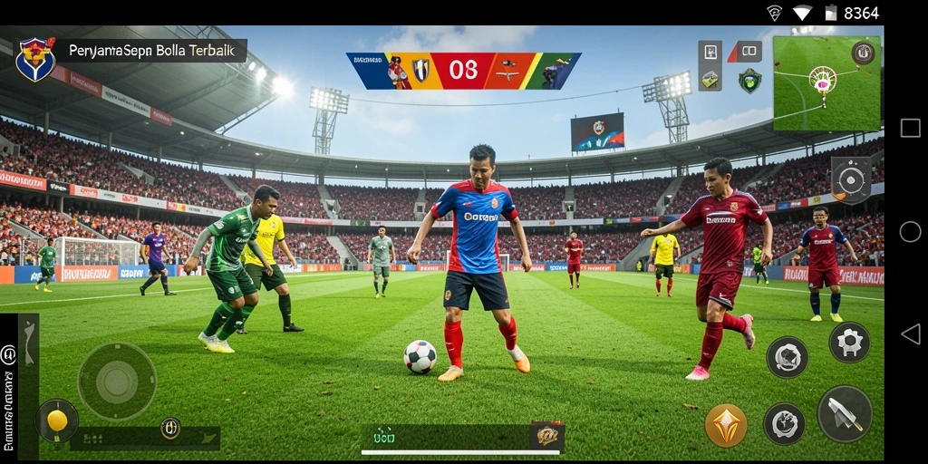 Tangkapan layar gameplay <strong>8364</strong> menampilkan aksi seru di lapangan sepak bola.