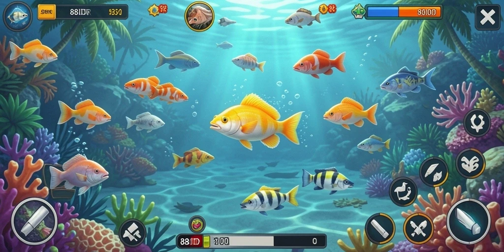 Screenshot gameplay 88IDR menampilkan momen menangkap ikan yang dinamis.