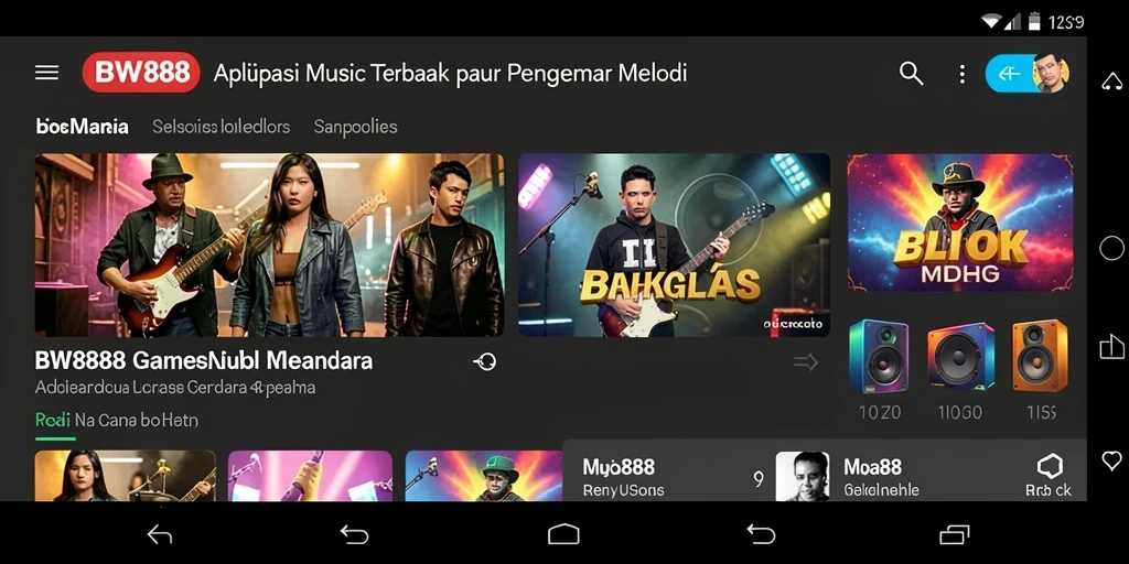 Tampilan gameplay BW888 menunjukkan interaksi pengguna dengan alat musik virtual.