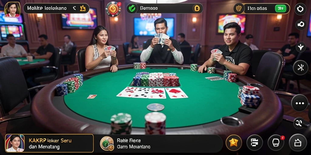 Screenshot gameplay KAKRP menampilkan aksi Poker yang mendebarkan.