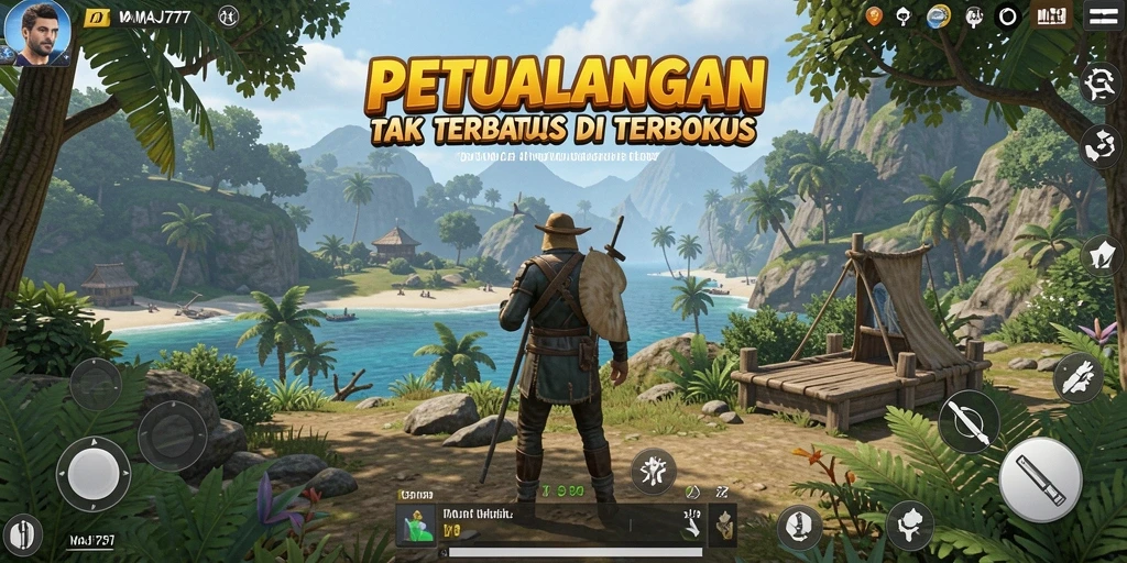 Screenshot MAJ777 menampilkan beragam aktivitas seru dalam dunia Open World.