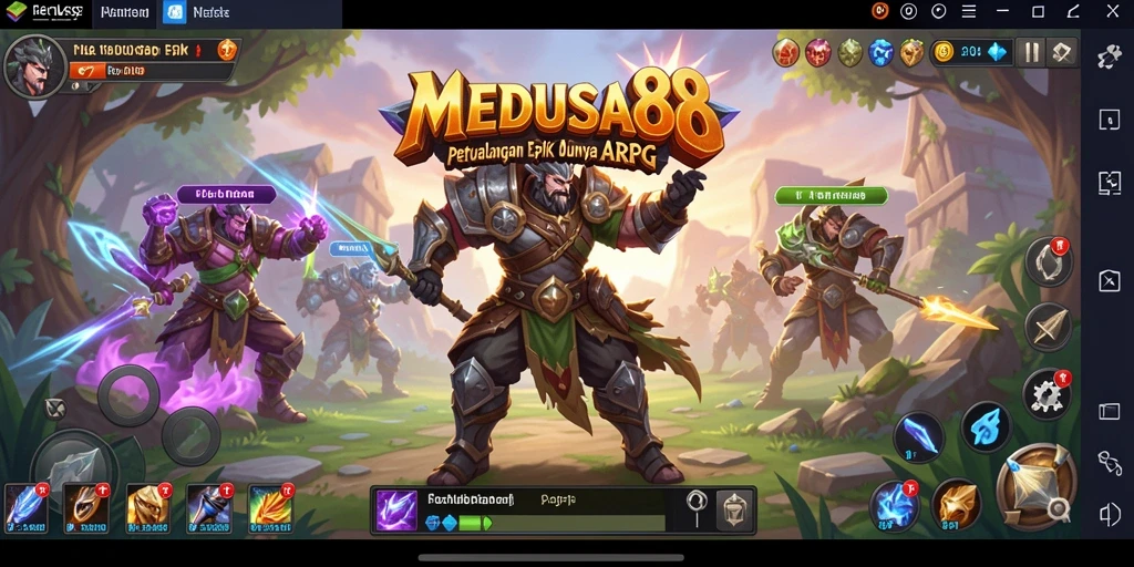Screenshot gameplay <strong>MEDUSA88</strong> menampilkan pertempuran seru dengan grafis yang menawan.