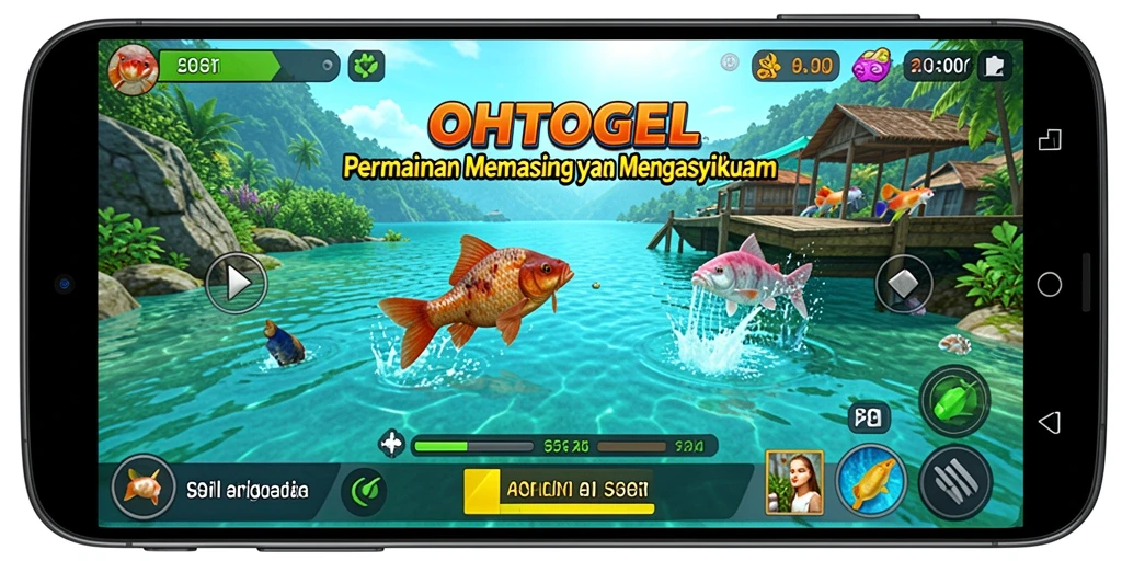 Tampilan gameplay OHTOGEL yang seru saat memancing ikan.