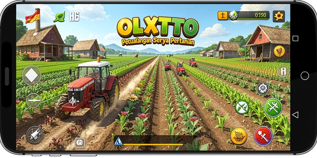 Tampilan gameplay seru dalam OLXTOTO saat bertani dan merawat hewan.