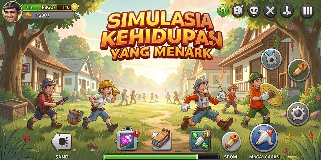 Screenshot gameplay PRG007 yang penuh warna dan interaksi.