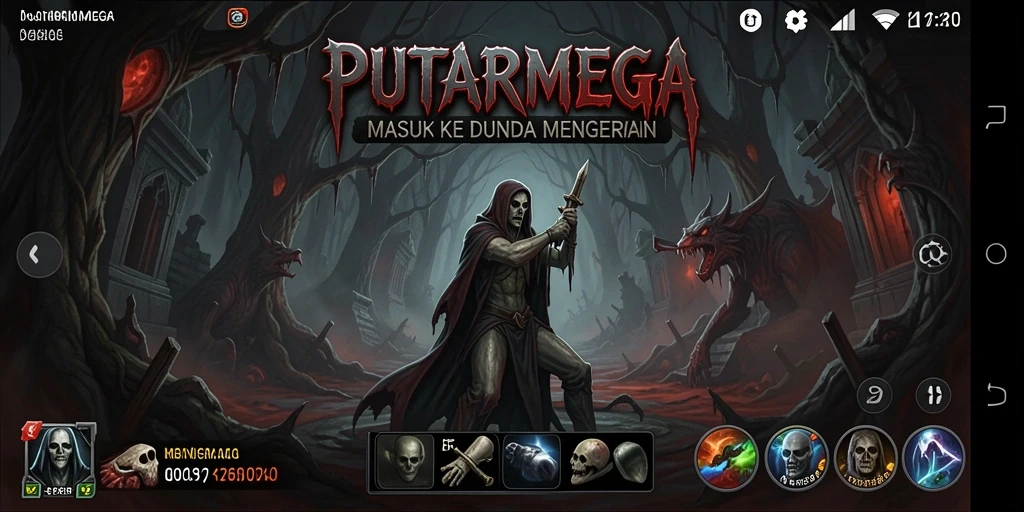 Screenshot PUTARMEGA menunjukkan suasana mencekam saat pemain menjelajahi kegelapan.