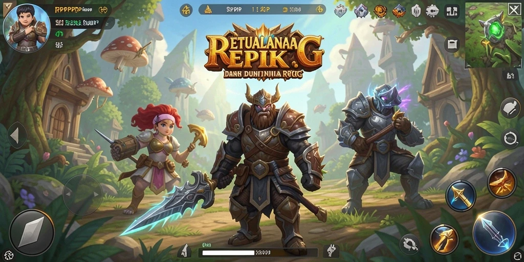 Tangkapan layar gameplay RPRPRP menunjukkan aksi bertarung yang mendebarkan di dunia fantasi.