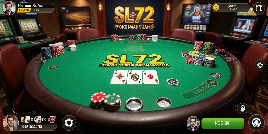 Tampilan gameplay Poker yang mendebarkan di SL72.