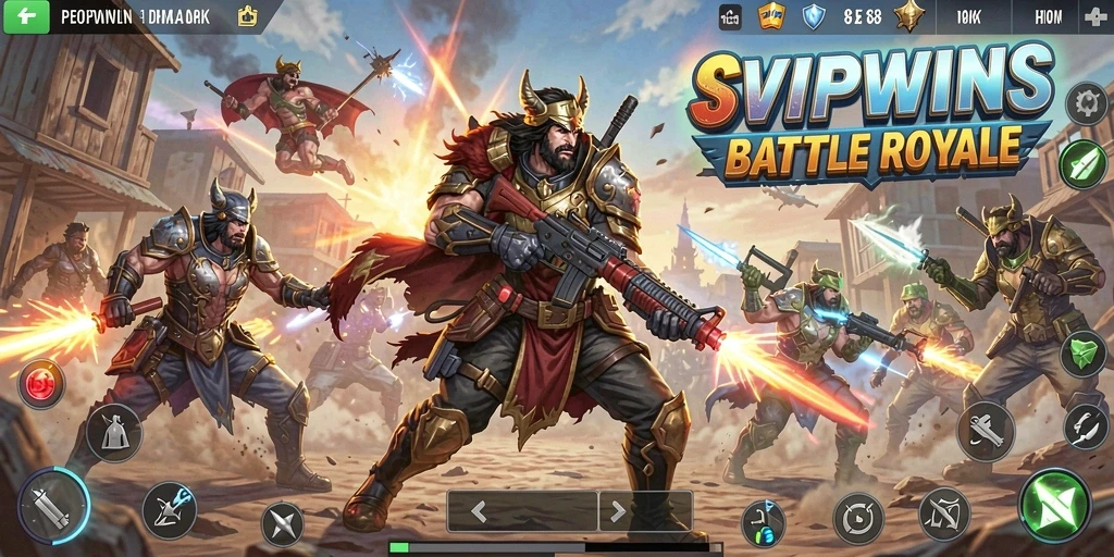 Tampilan seru dari gameplay SVIPWINS dalam pertarungan Battle Royale.